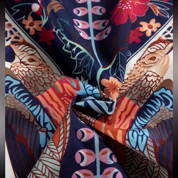 Boho bird and floral print cutout top - Picture 2 of 5